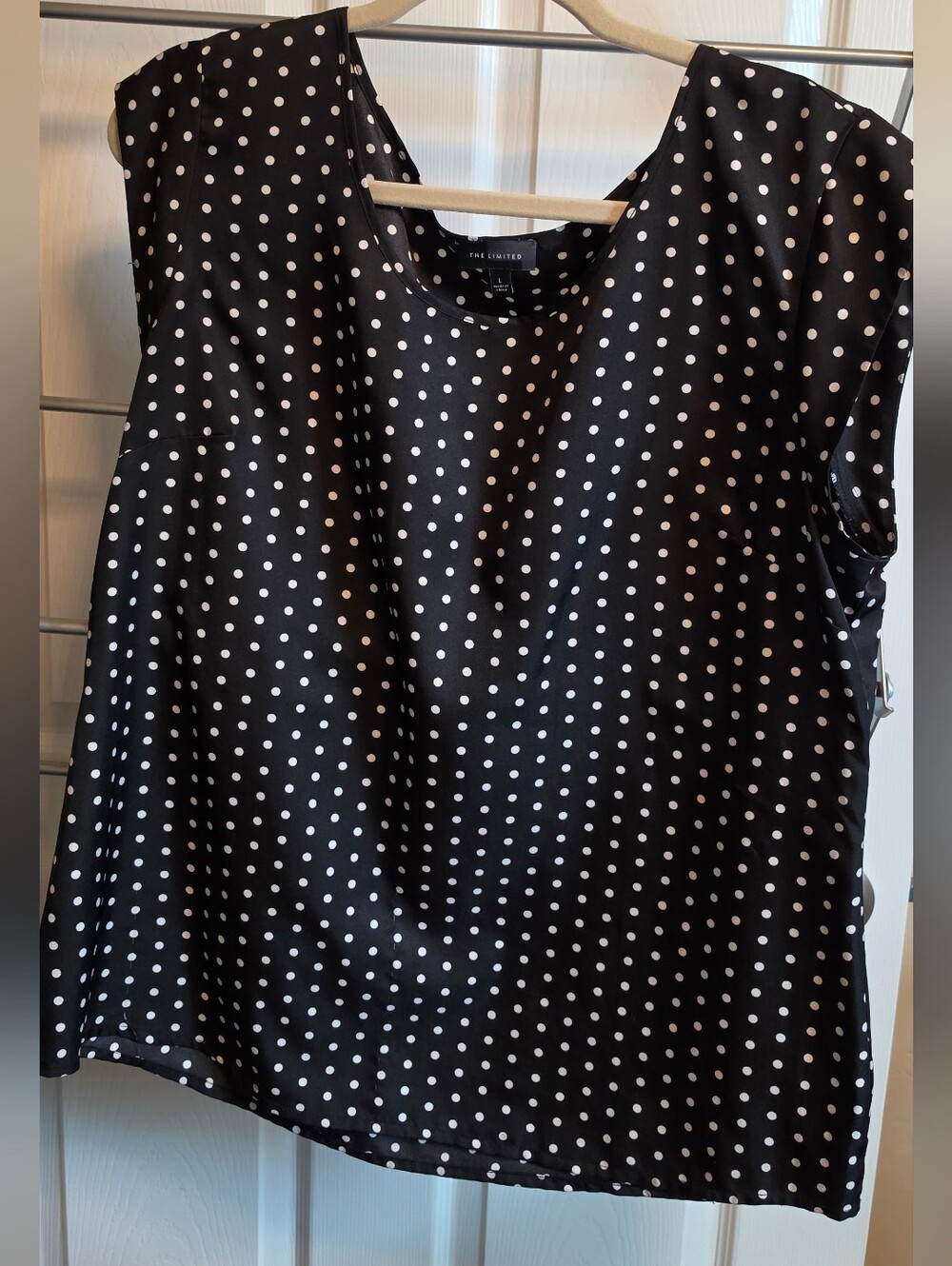 The Limited Black and White Polka Dot Cap-Sleeve Blouse